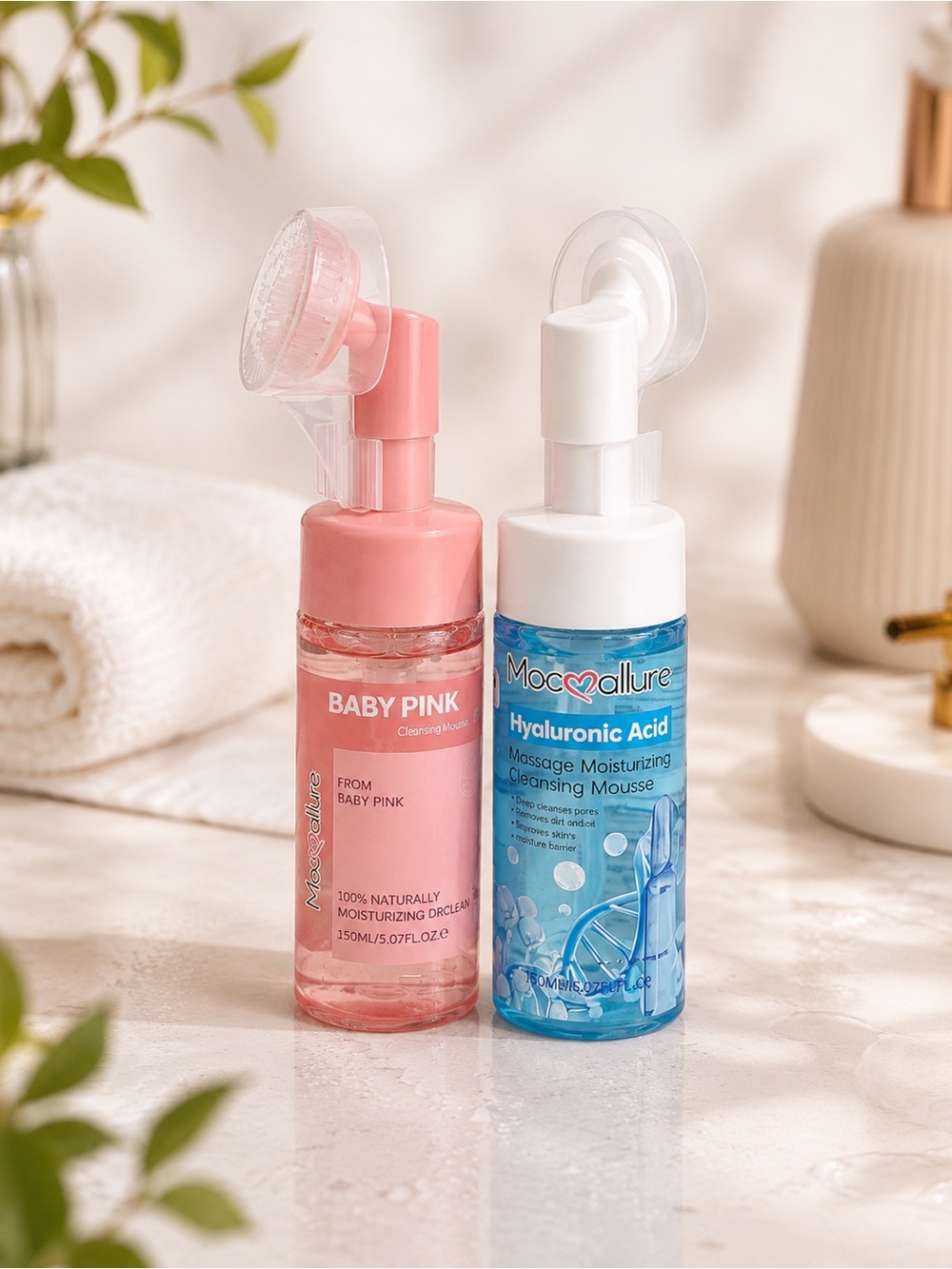 MoCGallure Baby Pink & Blue Cleansing Mousse Set NEW Hyaluronic Acid New